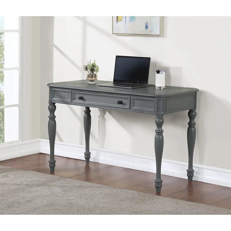 Bureau d'écriture traditionnel monoplace 48", gris plantation / blanc antique