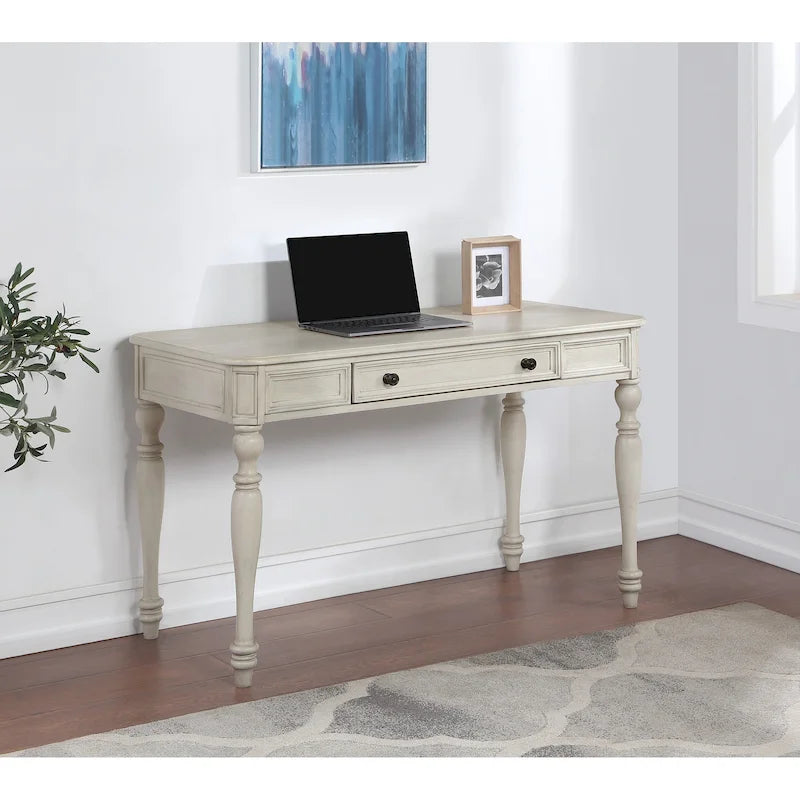Bureau d'écriture traditionnel monoplace 48", gris plantation / blanc antique