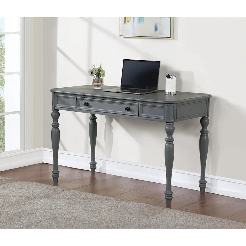 Bureau d'écriture traditionnel monoplace 48", gris plantation / blanc antique