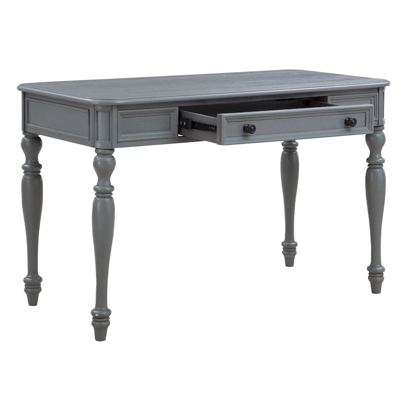 Bureau d'écriture traditionnel monoplace 48", gris plantation / blanc antique
