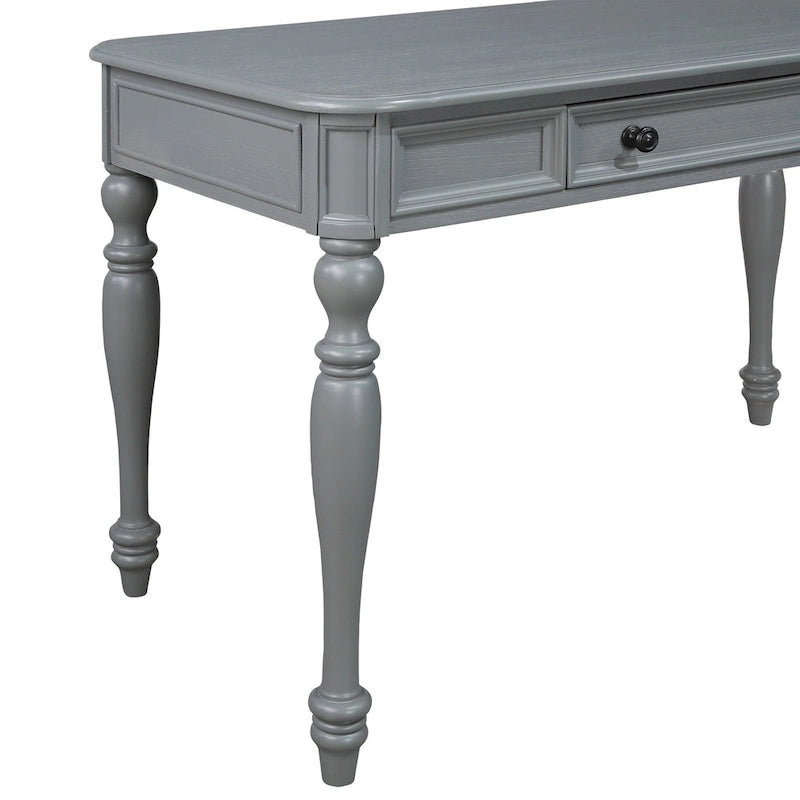 Bureau d'écriture traditionnel monoplace 48", gris plantation / blanc antique