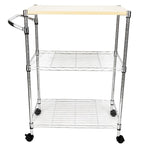 Chariot de cuisine roulant à 3 niveaux en acier, îlot de rangement utilitaire, de service et de salle à manger