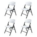 Chaise pliante empilable en PEHD blanc/noir, intérieur et extérieur, lot de 2 ou 4
