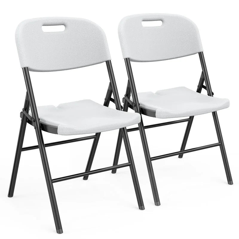 Chaise pliante empilable en PEHD blanc/noir, intérieur et extérieur, lot de 2 ou 4