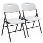 Chaise pliante empilable en PEHD blanc/noir, intérieur et extérieur, lot de 2 ou 4