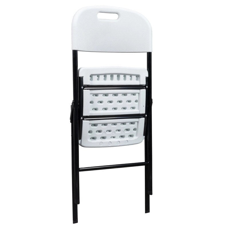 Chaise pliante empilable en PEHD blanc/noir, intérieur et extérieur, lot de 2 ou 4