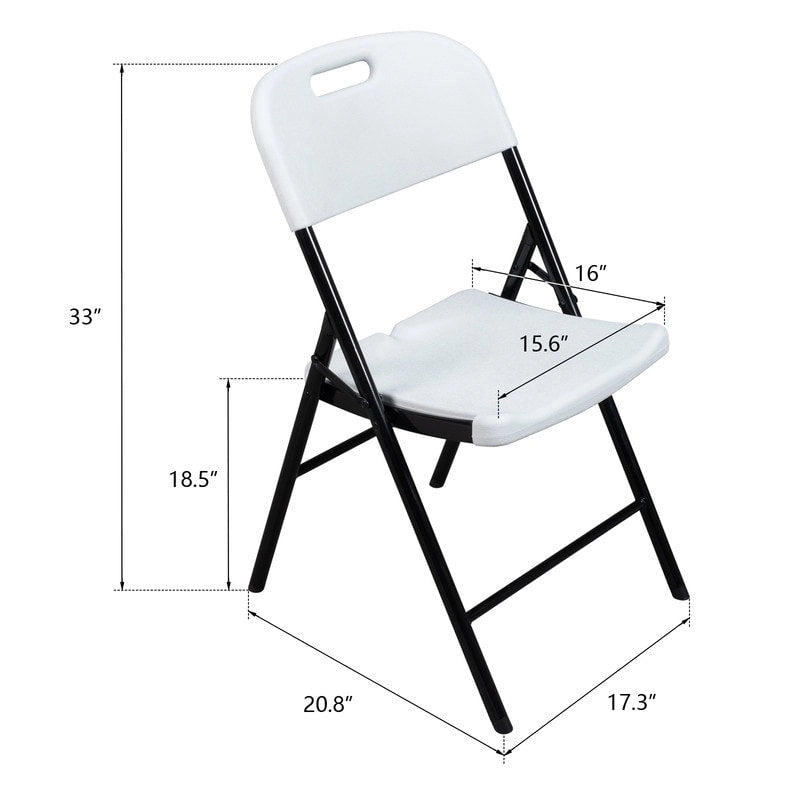 Chaise pliante empilable en PEHD blanc/noir, intérieur et extérieur, lot de 2 ou 4