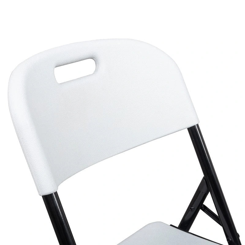 Chaise pliante empilable en PEHD blanc/noir, intérieur et extérieur, lot de 2 ou 4