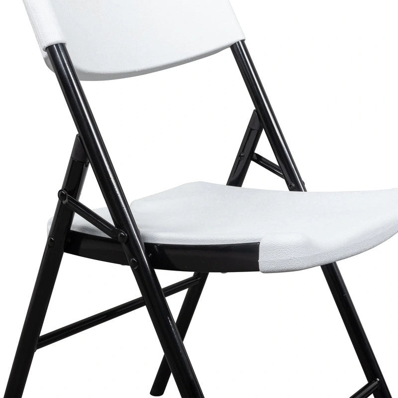 Chaise pliante empilable en PEHD blanc/noir, intérieur et extérieur, lot de 2 ou 4