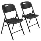 Chaise pliante empilable en PEHD blanc/noir, intérieur et extérieur, lot de 2 ou 4