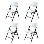 Chaise pliante empilable en PEHD blanc/noir, intérieur et extérieur, lot de 2 ou 4