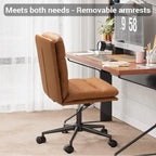 Chaise de bureau mi-siècle en cuir marron avec accoudoirs, réglable, 1 personne, capacité 180 kg