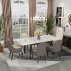 Table à manger rectangulaire extensible en pierre frittée pour cuisine - 160x80x79 cm