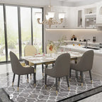 Table à manger rectangulaire extensible en pierre frittée pour cuisine - 160x80x79 cm