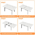 Table à manger rectangulaire extensible en pierre frittée pour cuisine - 160x80x79 cm