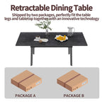 Table à manger rectangulaire extensible en pierre frittée pour cuisine - 160x80x79 cm
