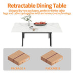 Table à manger rectangulaire extensible en pierre frittée pour cuisine - 160x80x79 cm