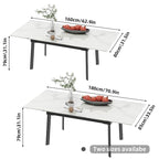 Table à manger rectangulaire extensible en pierre frittée pour cuisine - 160x80x79 cm