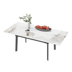 Table à manger rectangulaire extensible en pierre frittée pour cuisine - 160x80x79 cm