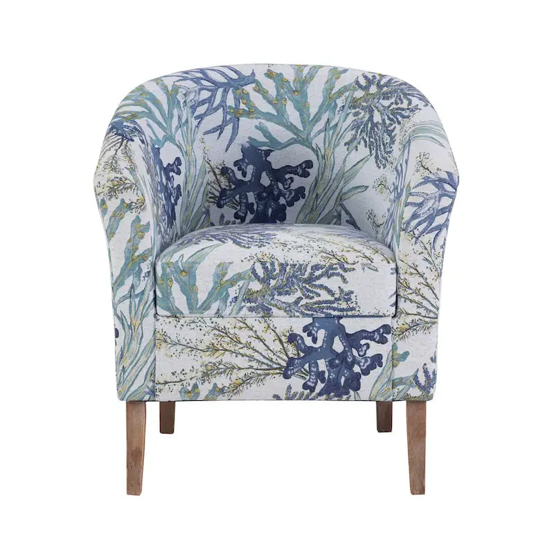 Fauteuil club tonneau à imprimé corail Oceanside, une place