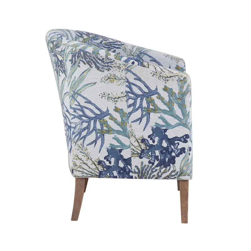 Fauteuil club tonneau à imprimé corail Oceanside, une place