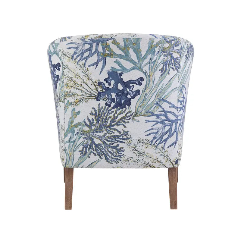 Fauteuil club tonneau à imprimé corail Oceanside, une place