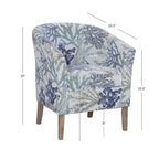 Fauteuil club tonneau à imprimé corail Oceanside, une place