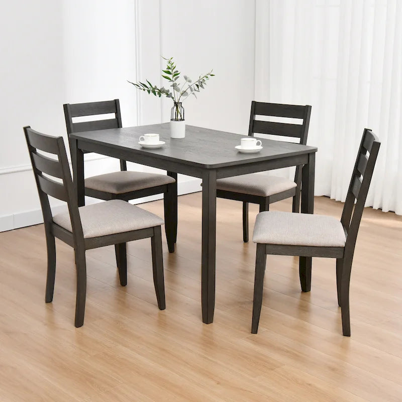 Table à manger carrée Caramel / Gris / Noir, 4 places, 47" – Bois d'hévéa