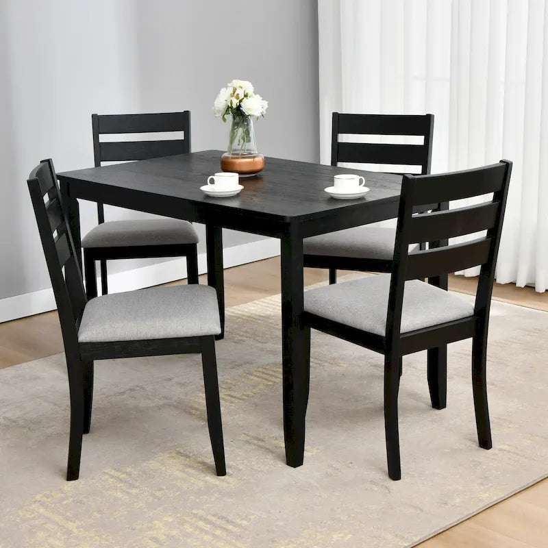 Table à manger carrée Caramel / Gris / Noir, 4 places, 47" – Bois d'hévéa