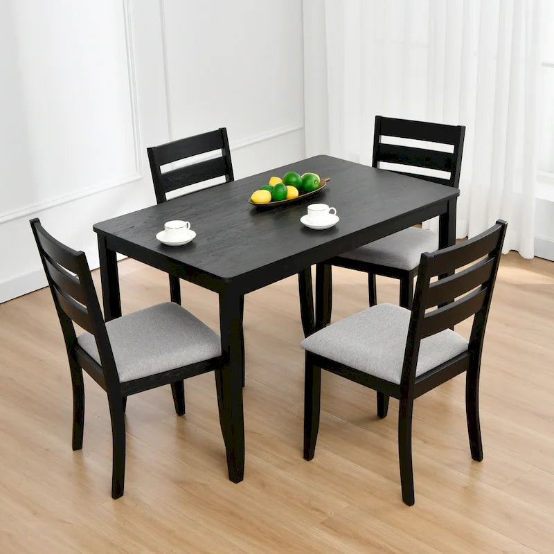 Table à manger carrée Caramel / Gris / Noir, 4 places, 47" – Bois d'hévéa