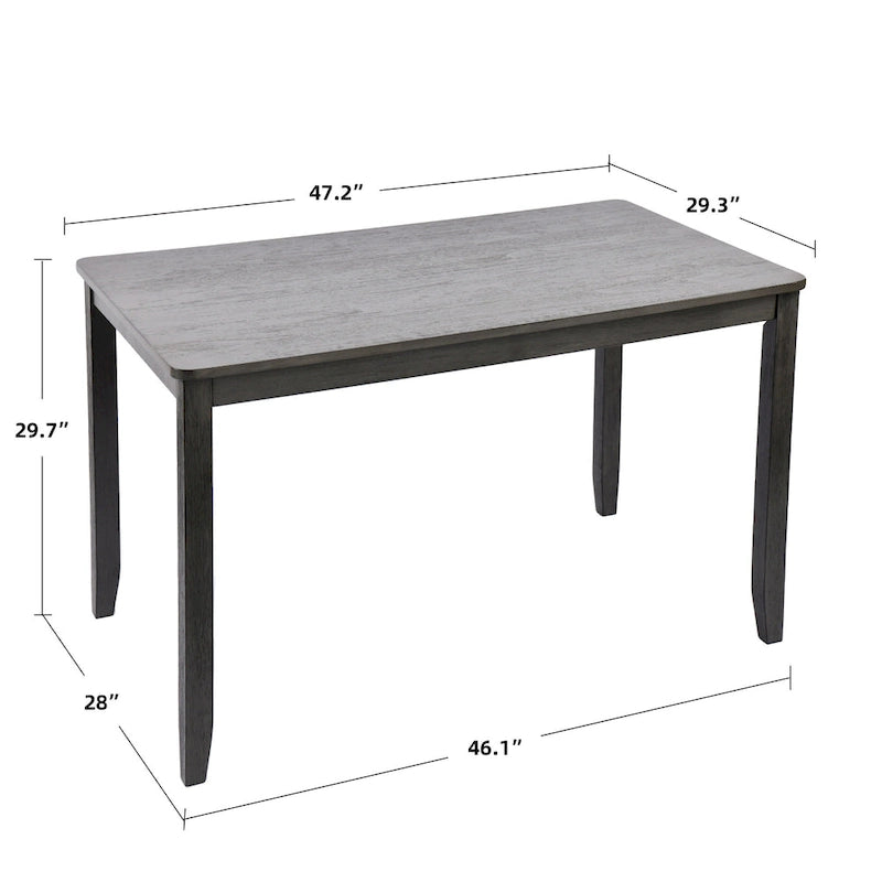 Table à manger carrée Caramel / Gris / Noir, 4 places, 47" – Bois d'hévéa