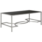 Table basse rectangulaire or/argent, cadre en fer et plateau en verre, 122 cm (L) x 58,4 cm (P) x 45,7 cm (H)