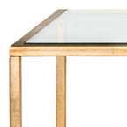 Table basse rectangulaire or/argent, cadre en fer et plateau en verre, 122 cm (L) x 58,4 cm (P) x 45,7 cm (H)