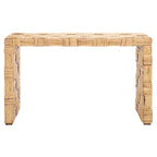 Console en rotin naturel noir/blanc/miel, 1 personne, style tissé en croisillons
