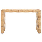 Console en rotin naturel noir/blanc/miel, 1 personne, style tissé en croisillons