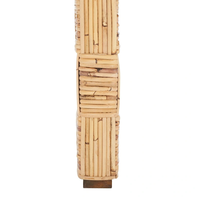 Console en rotin naturel noir/blanc/miel, 1 personne, style tissé en croisillons