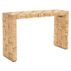 Console en rotin naturel noir/blanc/miel, 1 personne, style tissé en croisillons