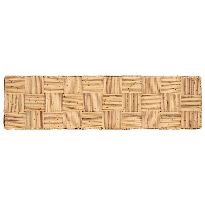 Console en rotin naturel noir/blanc/miel, 1 personne, style tissé en croisillons