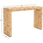 Console en rotin naturel noir/blanc/miel, 1 personne, style tissé en croisillons