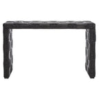 Console en rotin naturel noir/blanc/miel, 1 personne, style tissé en croisillons