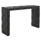 Console en rotin naturel noir/blanc/miel, 1 personne, style tissé en croisillons