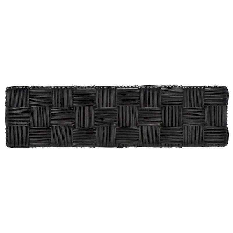 Console en rotin naturel noir/blanc/miel, 1 personne, style tissé en croisillons