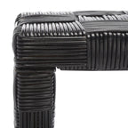 Console en rotin naturel noir/blanc/miel, 1 personne, style tissé en croisillons