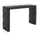 Console en rotin naturel noir/blanc/miel, 1 personne, style tissé en croisillons