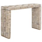 Console en rotin naturel noir/blanc/miel, 1 personne, style tissé en croisillons