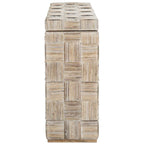 Console en rotin naturel noir/blanc/miel, 1 personne, style tissé en croisillons