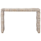 Console en rotin naturel noir/blanc/miel, 1 personne, style tissé en croisillons