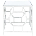 Table d'appoint avec plateau miroir argenté