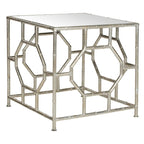 Table d'appoint avec plateau miroir argenté