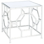 Table d'appoint avec plateau miroir argenté
